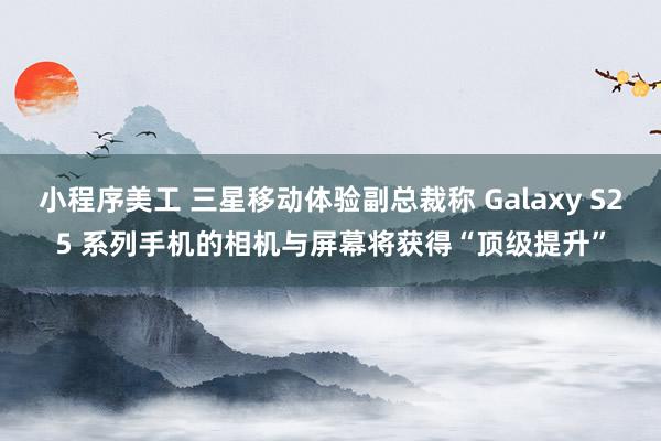 小程序美工 三星移动体验副总裁称 Galaxy S25 系列手机的相机与屏幕将获得“顶级提升”