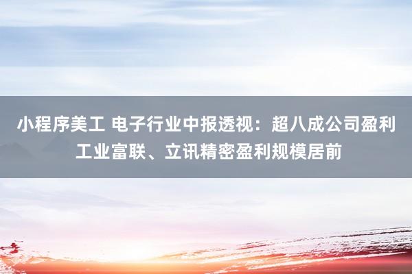 小程序美工 电子行业中报透视：超八成公司盈利 工业富联、立讯精密盈利规模居前