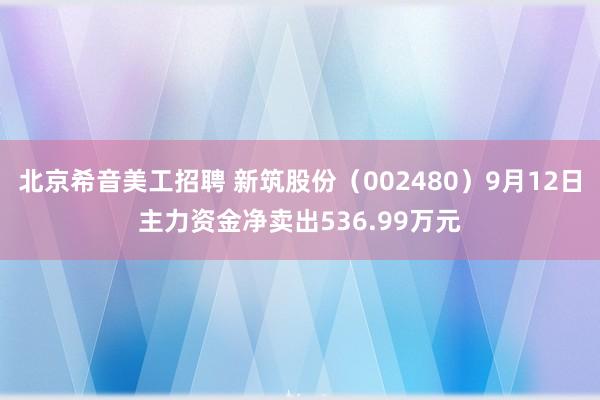 北京希音美工招聘 新筑股份（002480）9月12日主力资金净卖出536.99万元